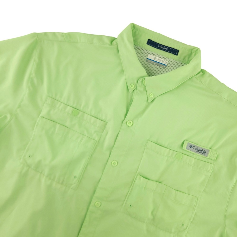 Columbia PFG Tamiami Shirt Mens XL Green Short Sleeve Fishing Button Up Vented
